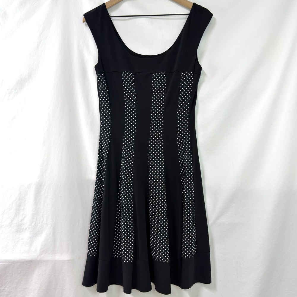 CONNECTED APPAREL Y2K 2000s Black White Polka Dot Mini Dress Size 6 Indie Sleaze